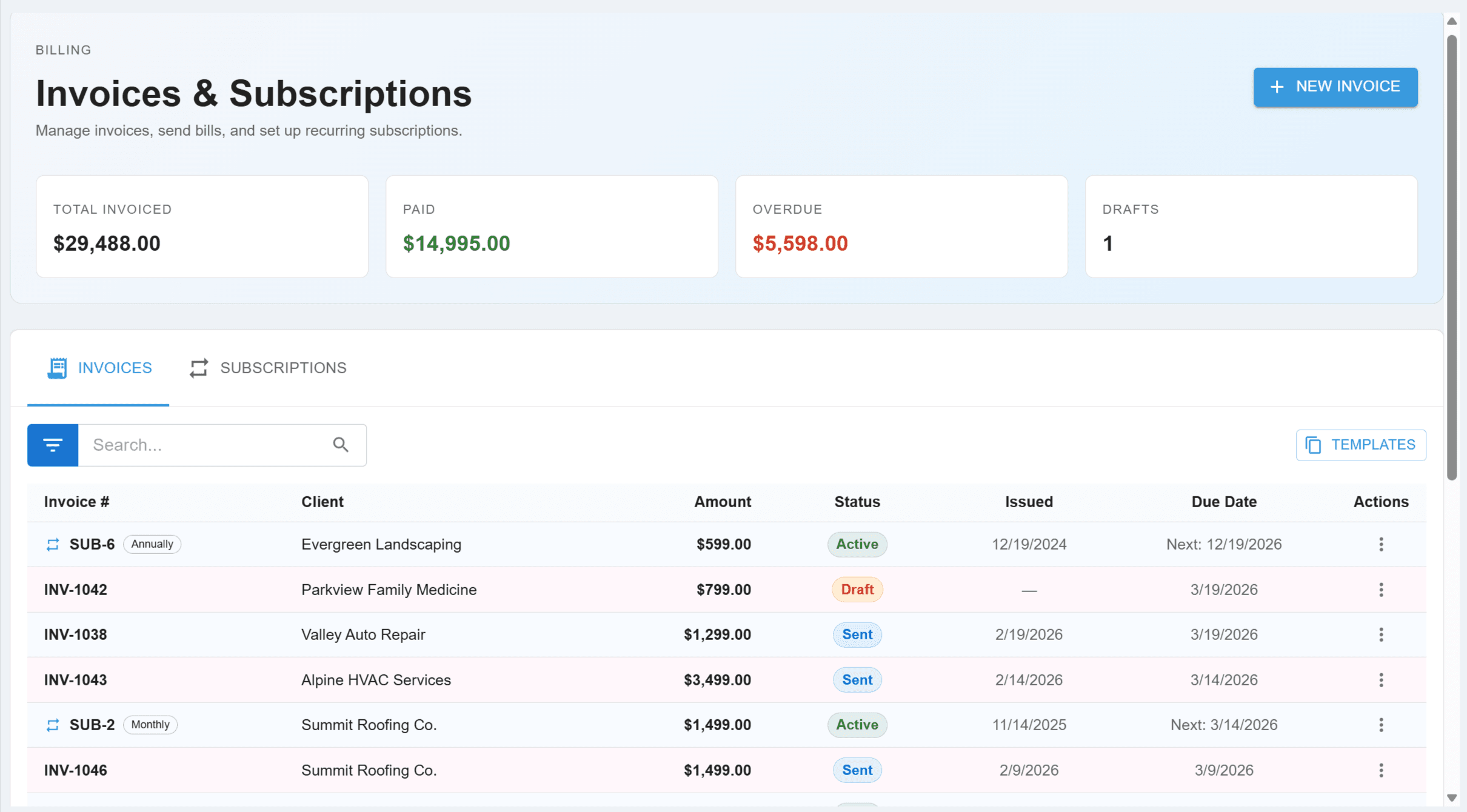 Billing & Payments Dashboard