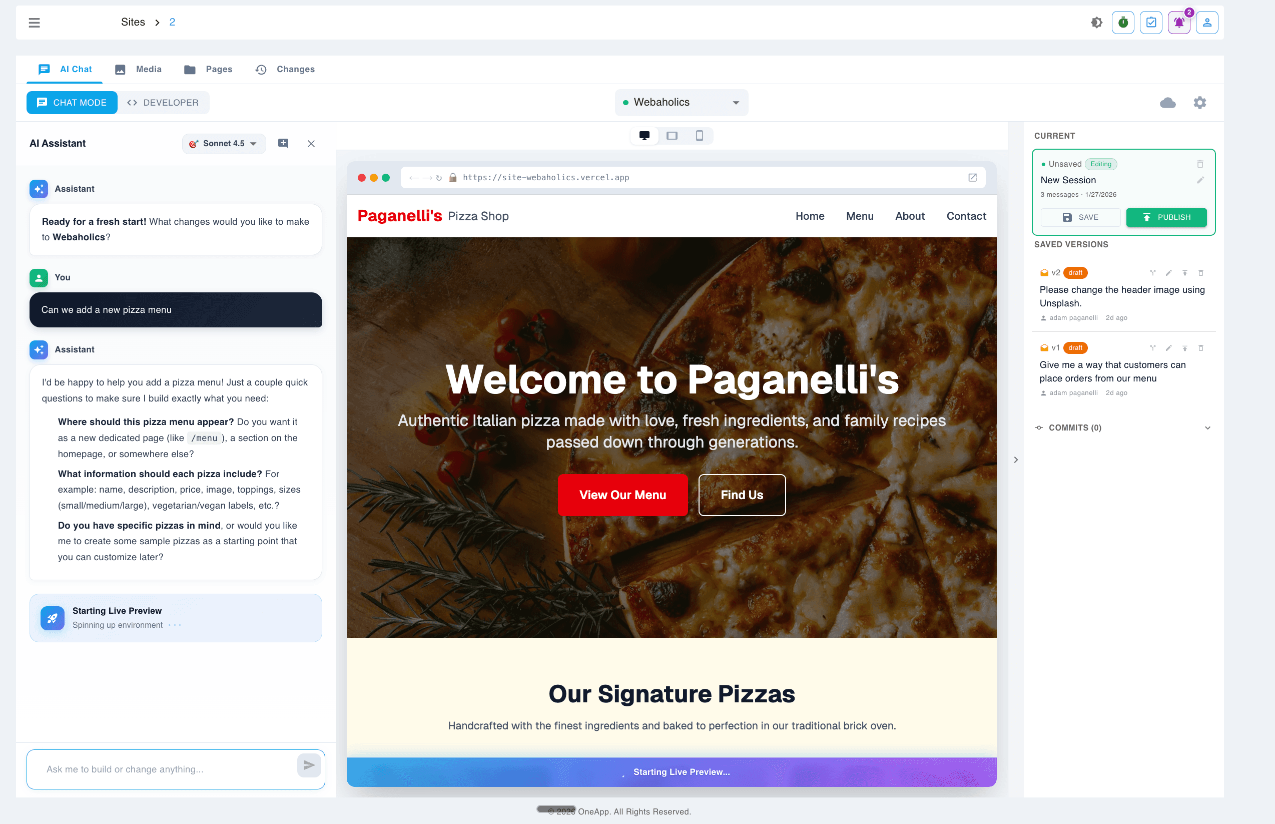 AI-Powered Site Builder